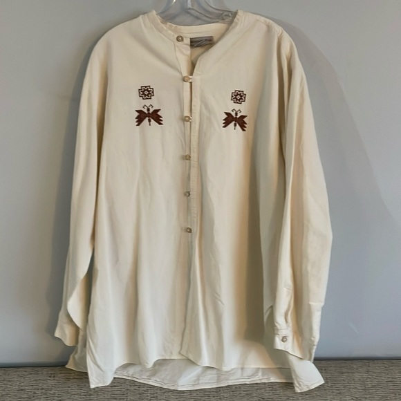 Alejandro Julian Ecru Cotton Button Down Shirtt Size L - Picture 1 of 13